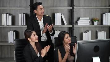Successful Teamwork. Business People Applauding sitting in the Meeting Room. video