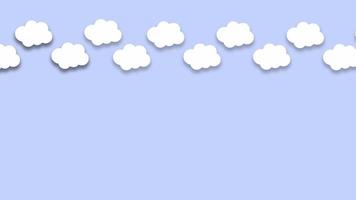 Animated White cut paper clouds on pastel background video