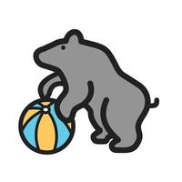 Bear Performing Filled Line Icon vector