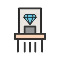 icono de línea llena de exhibición de diamantes vector