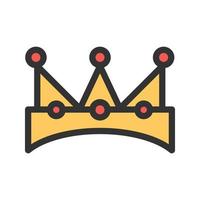 icono de línea llena de corona de rey vector