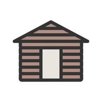 icono de línea llena de cabaña de madera vector