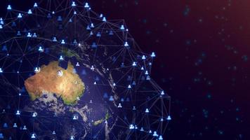 Connecting people network and global earth connection. Social media and Network community concept. Global business, internet technology, IoT. 3D Rendering.Elements of this image furnished by NASA. photo