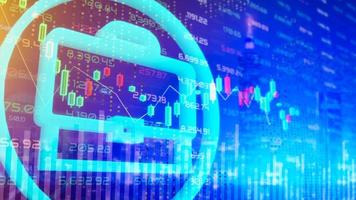Financial stock market chart and LED Display background. Technology business finance and investment concept, funds stock market and digital assets. Business finance background. 3D rendering. photo