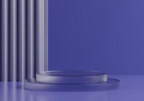 Blue abstract  Crystal product display podium with crystal group 3d render Premium Background photo