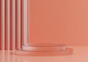 Orange abstract  Crystal product display podium with crystal group 3d render Premium Background photo