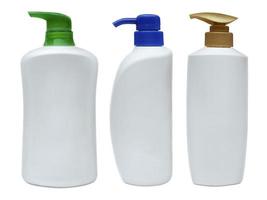 blank shampoo bottle on white isolated background photo