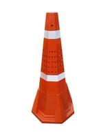 Traffic cone on the sidewalk isolated on white background photo