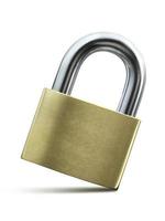 Metal padlock isolated on white background photo