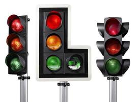 traffic light isolated on white background photo