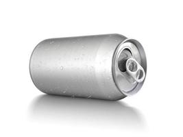 Aluminum cans on white background photo