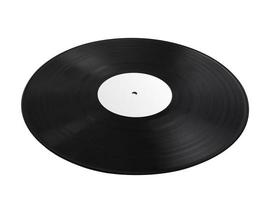 Black vinyl record isolated on white background photo