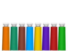 set of colored tubes with a paint on a white background photo