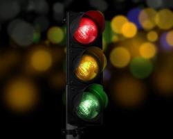 Traffic light on completely. background abstract bokeh lights with soft light photo