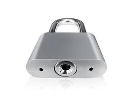 Locked Silver Padlock on a white background photo