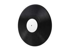 Black vinyl record isolated on white background photo