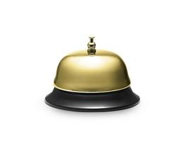 Service, hotel concept. Silver reception bell isolated on white background1 photo