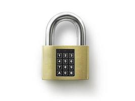 Code locked padlock on the white background. concept security photo