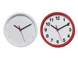 Round wall clock on white background photo