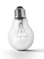 lighted bulb isolated on white background photo