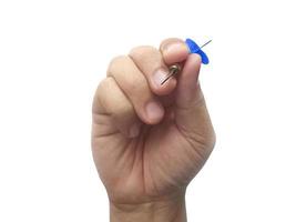 hand holding darts arrow isolated on white background. concept marketing target photo