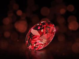 Red diamond on red abstract bokeh background. 3d render photo