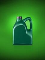 Gallon of engine oil on a dark green background photo