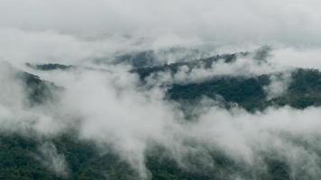 lapso de tiempo de niebla esponjosa y nubes moviéndose suavemente en un día lluvioso. video