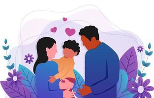 Happy Interracial Family vector