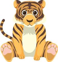 Cute tiger in flat style vector