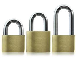 Metal padlock isolated on white background photo