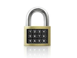 Code locked padlock on the white background. concept security photo