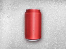 Aluminum cans on water droplets background photo