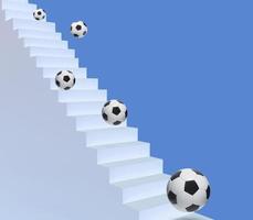 Soccer ball the stairs. champion concept growth and the path to success photo