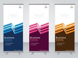 Business banner roll up set  standee banner template. vector