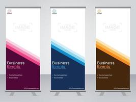 Business banner roll up set  standee banner template. vector