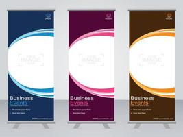 Business banner roll up set  standee banner template. vector