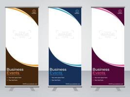 Business banner roll up set  standee banner template. vector