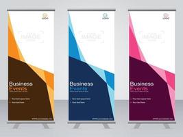 Business banner roll up set  standee banner template. vector