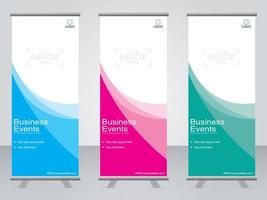 Business banner roll up set  standee banner template. vector