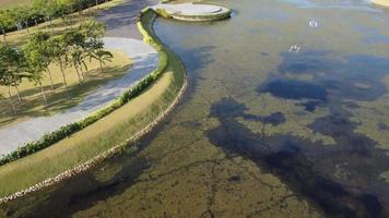Panorama aerial view dry pond video