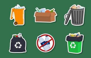 Recycling at Home Sticker Collection vector