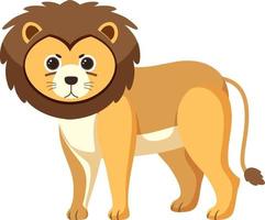 lindo león en estilo de dibujos animados plana vector