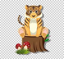 lindo tigre en estilo de dibujos animados plana vector