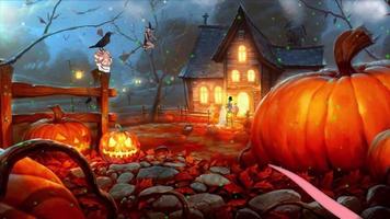 divertida escena de halloween con varios seres jugando video