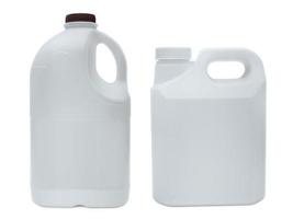 White plastic jerry can is isolated on a white background