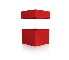 Red blank package Box. Isolated on white background. 3D render photo