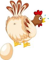 Cute chicken laying eggs vector