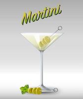 cóctel de martini en el vaso vector