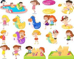 Set of children doing different activities vector